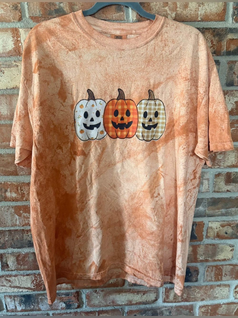 Comfort Colors Orange Color Blast Tee with Pumpkin Trio Graphic